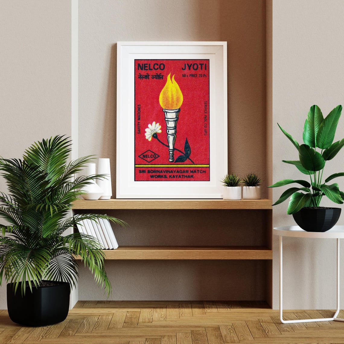 Flaming Torch Jyoti Vintage Indian Matchbox Label Fire Poster - Image 2