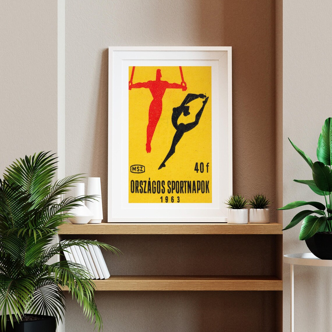 Hungarian National Sports Days 1963 Gymnast Vintage Matchbox Poster - Image 2