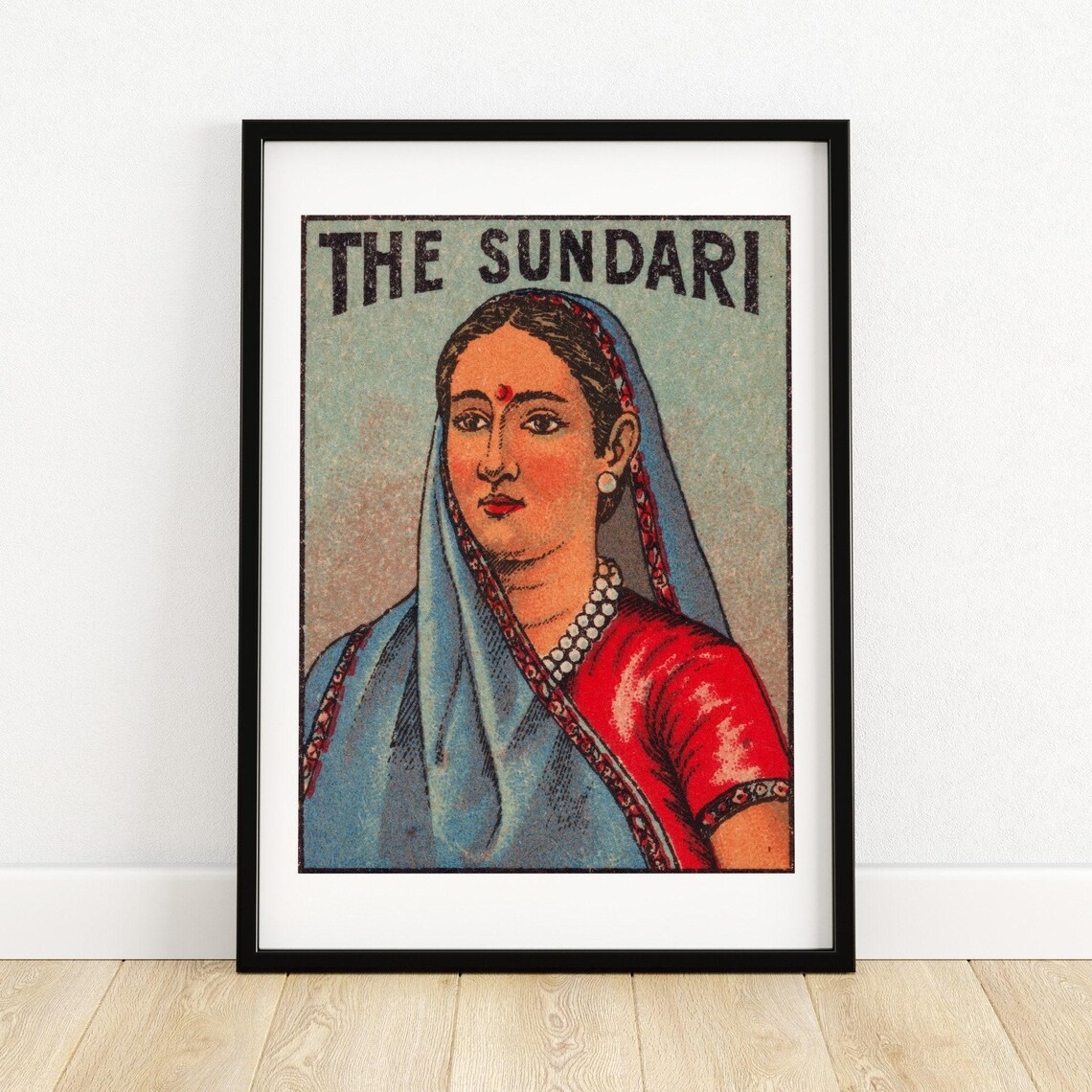 The Sundari Vintage Indian Woman Headscarf Matchbox Art Poster