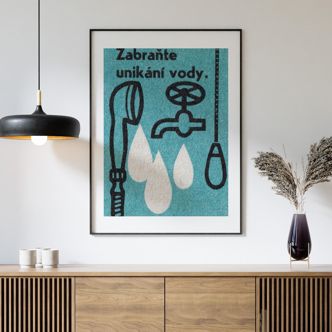 Prevent Water Leakage Czech Faucet Shower Drops Vintage Label Print - Image 4