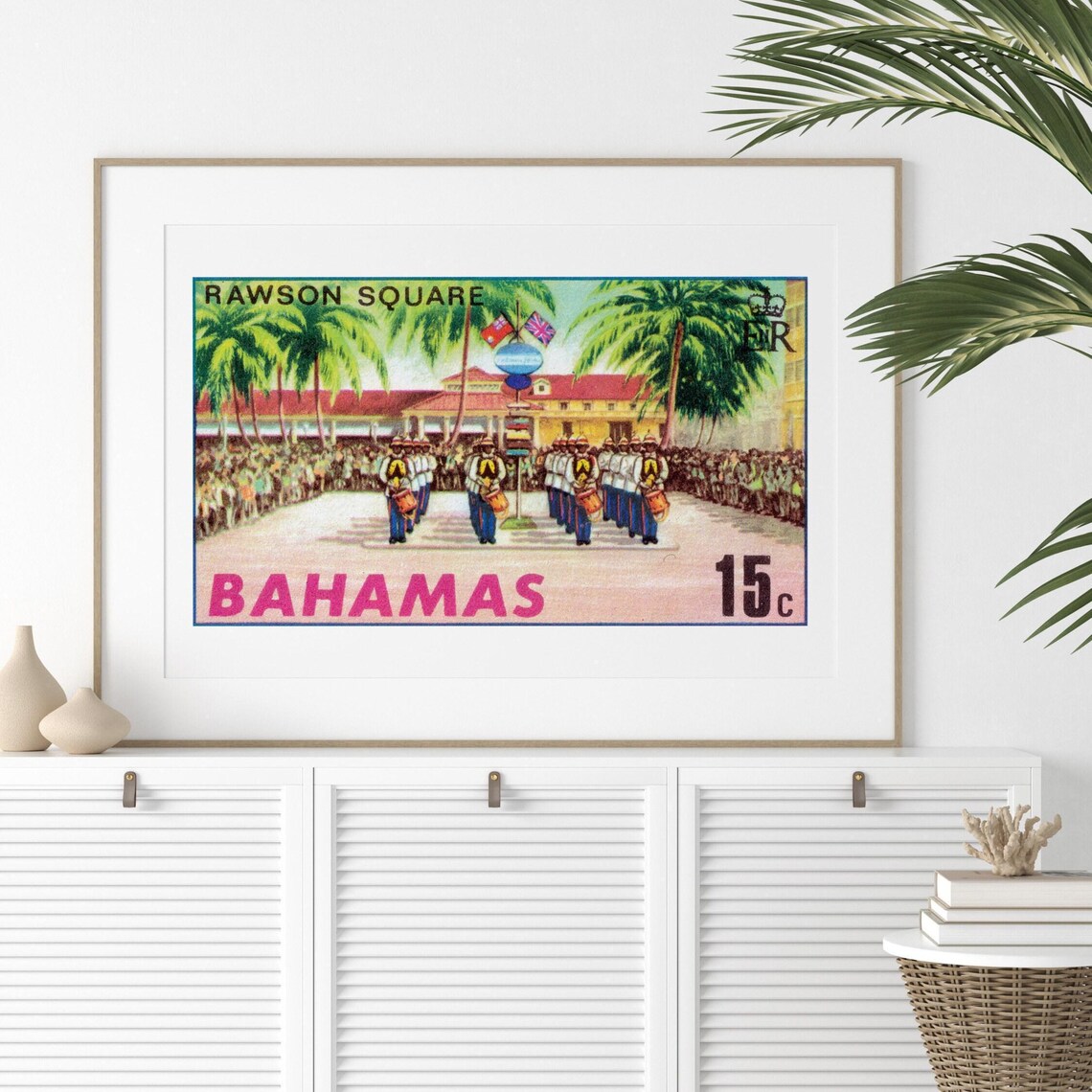 Bahamas Rawson Square Military Parade Vintage Postage Stamp Art Poster - Image 2