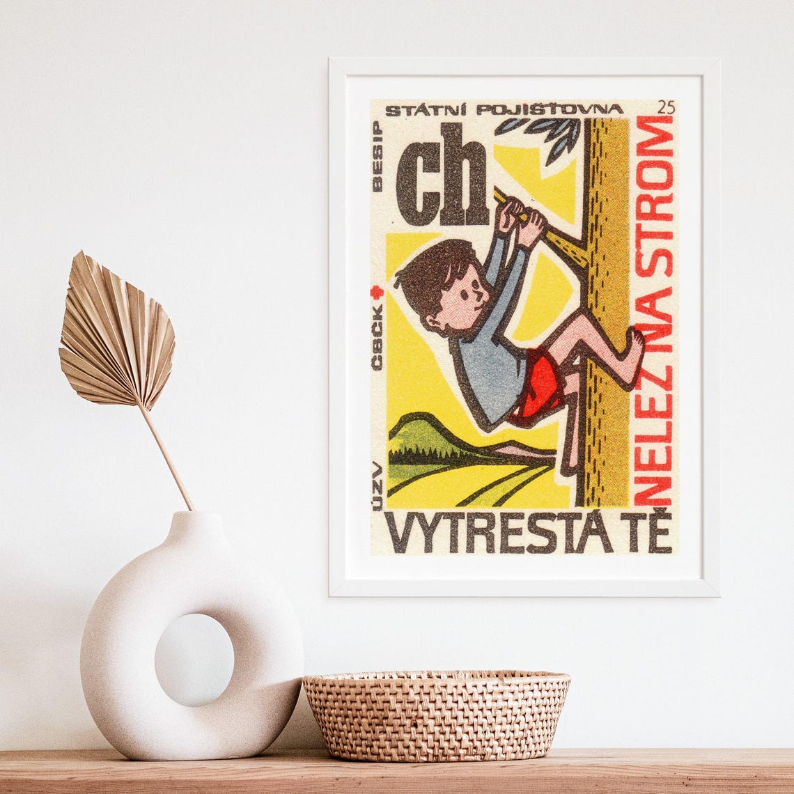 Czech Insurance Boy Climbing Tree Vintage Safety Matchbox Poster - Image 4