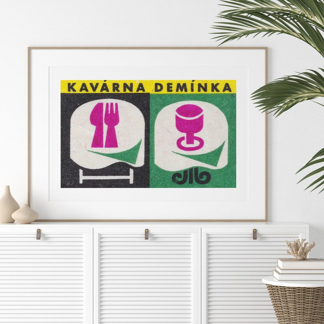 Kavarna Deminka Cafe Retro Yellow Czech Matchbox Label Art Poster - Image 2