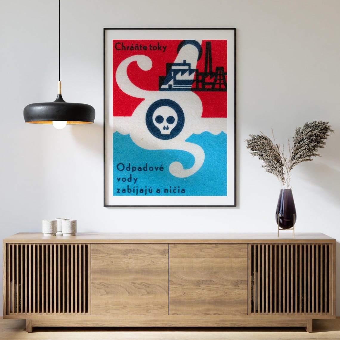 Chrante Toky Slovak Water Protection Skull Vintage Warning Poster - Image 4