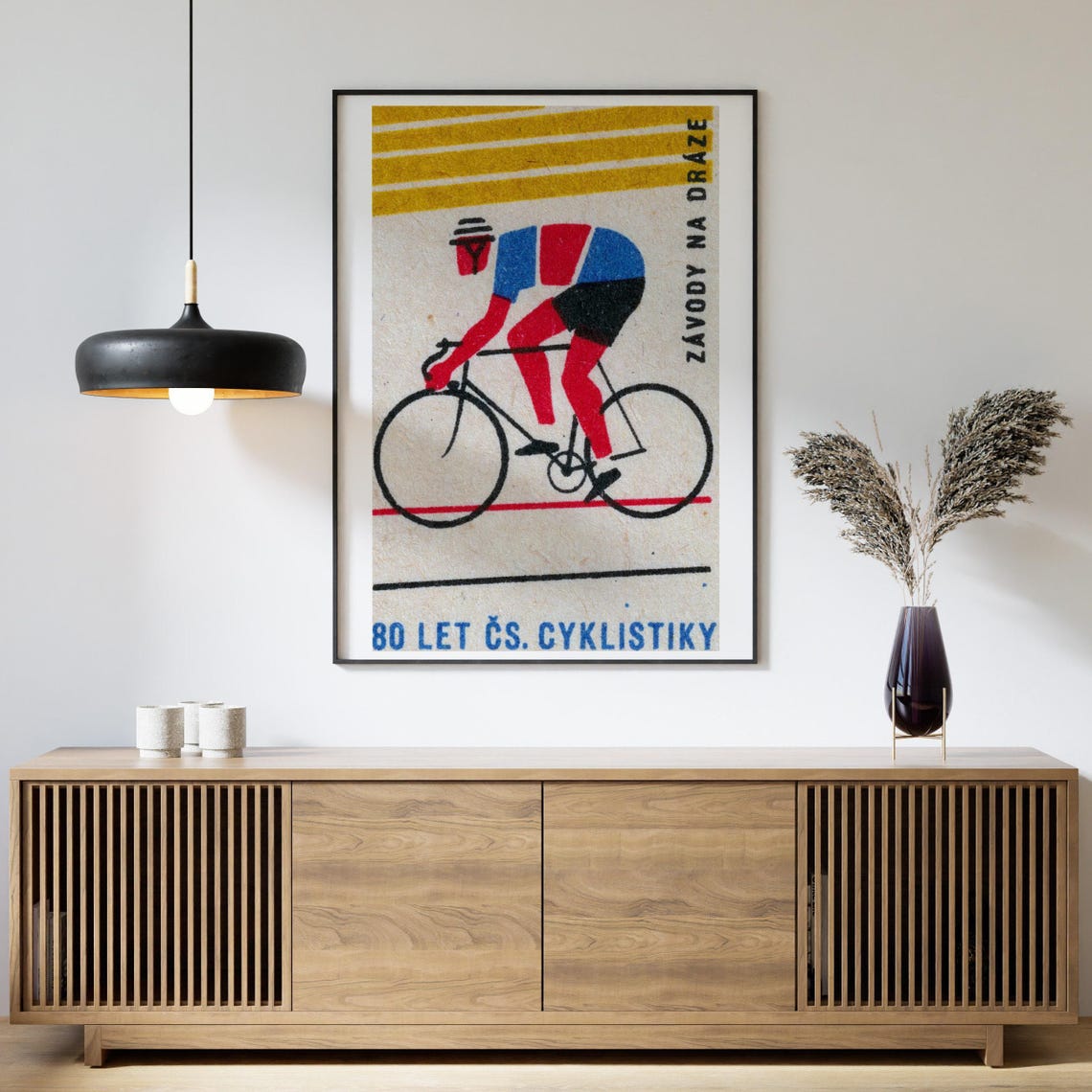 Track Cyclist 80 Years Czech Cycling Retro Matchbox Label Art Poster - Image 4