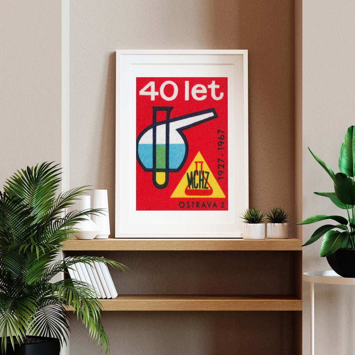 40 Years MCHZ Ostrava 1927 1967 Chemistry Flask Vintage Poster - Image 2