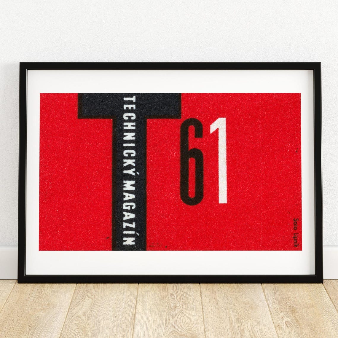 Technicky Magazin 61 Bold Red Typographic Vintage Poster Art