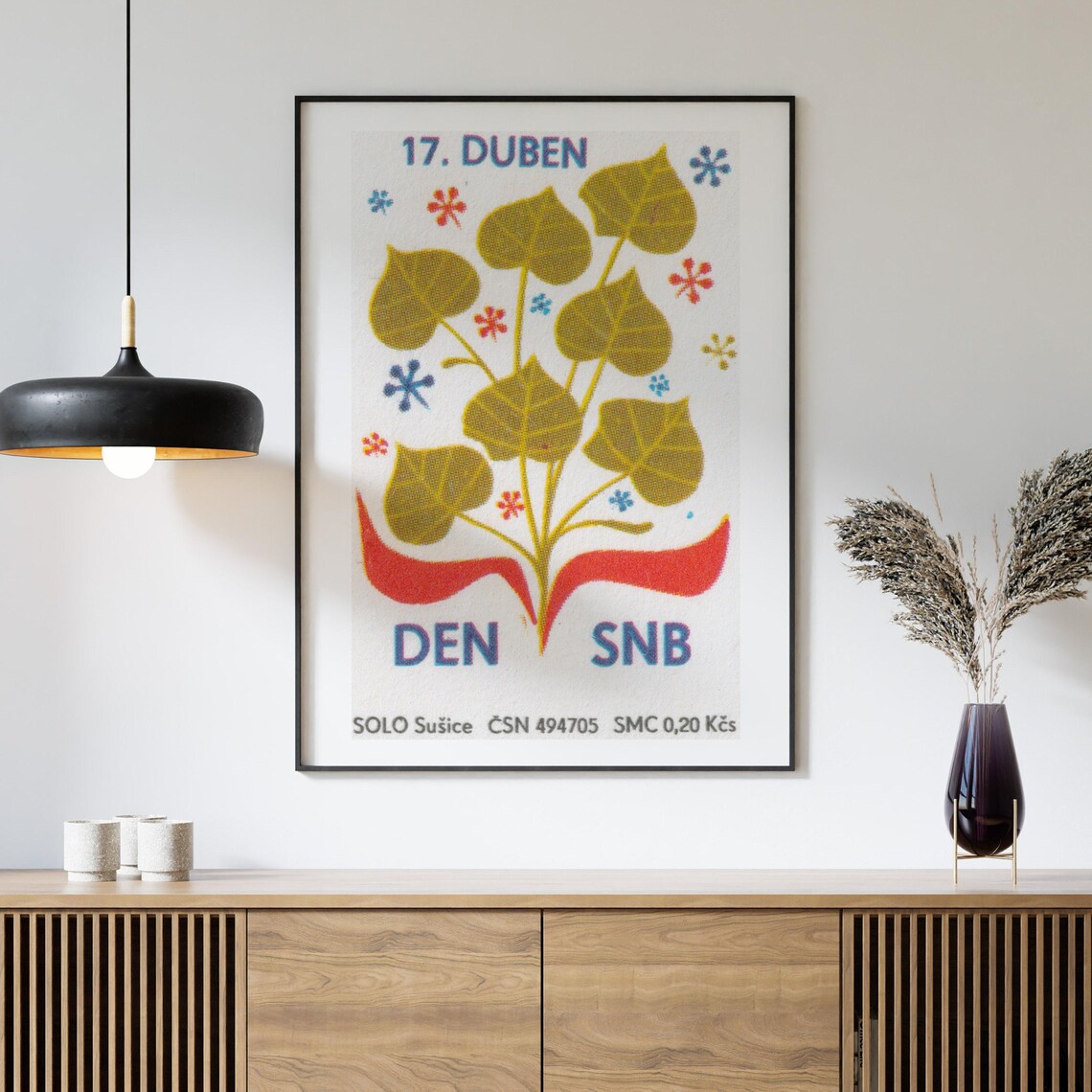 Golden Brown Linden Leaves 17 Duben Den SNB Czech Vintage Poster - Image 4