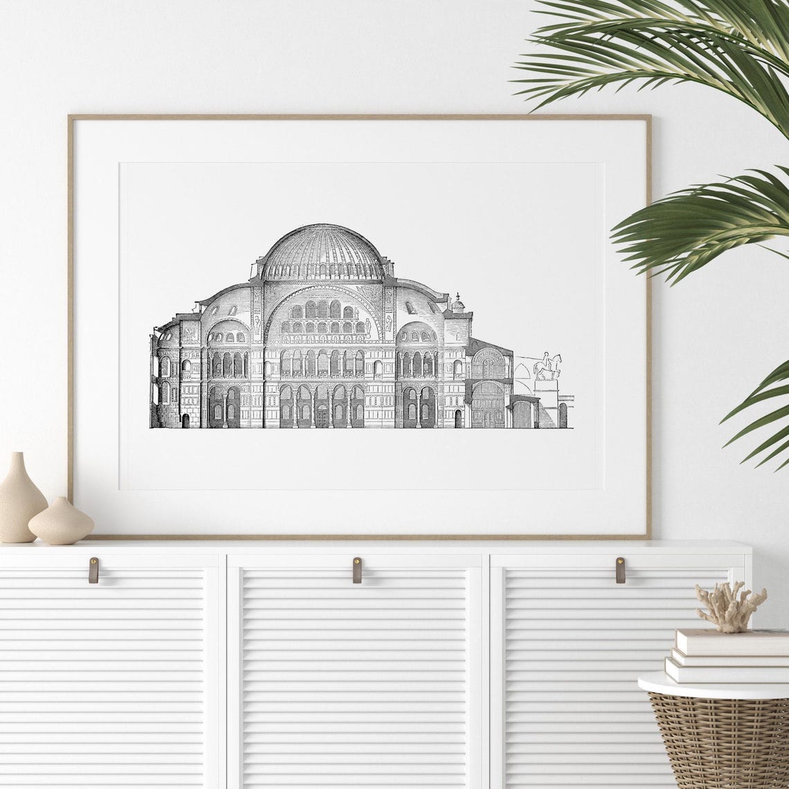 Hagia Sophia Constantinople Dome Cross Section Engraving Poster - Image 2