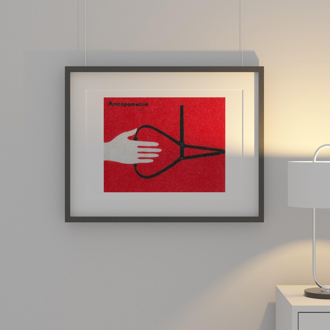 Antropometrie Hand Measurement Red Retro Medical Label Art Poster - Image 2