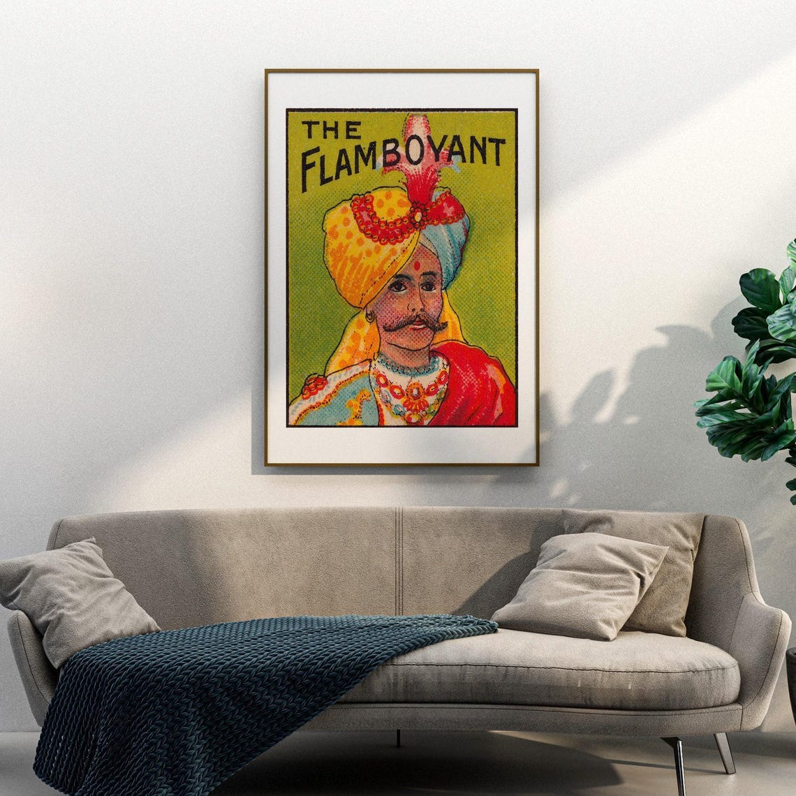 The Flamboyant Turbaned Man Vintage Indian Matchbox Label Poster - Image 3