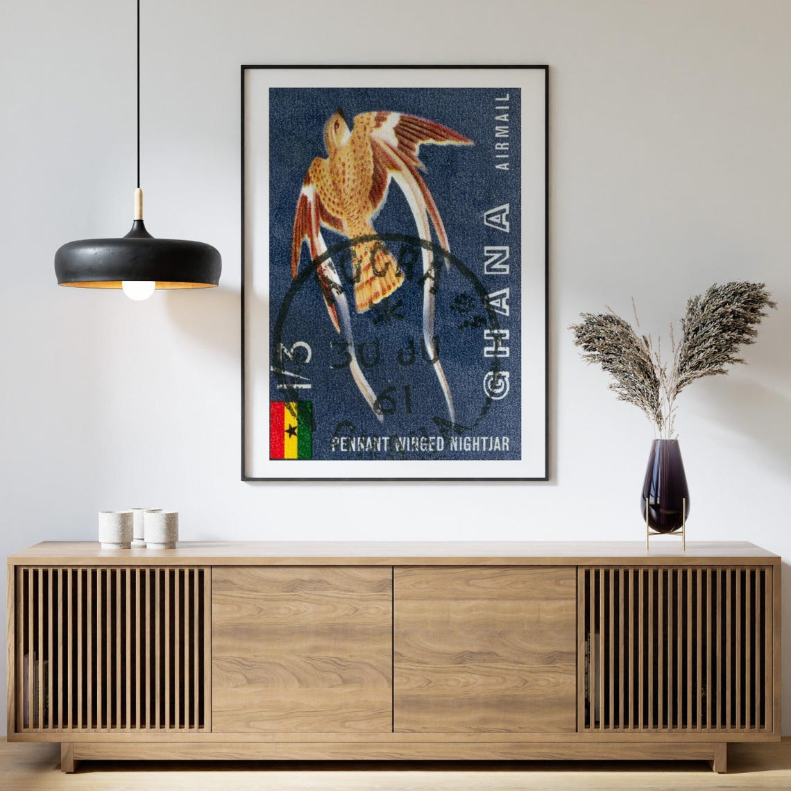 Ghana Pennant Winged Nightjar Airmail Vintage Stamp Art Poster - Image 4
