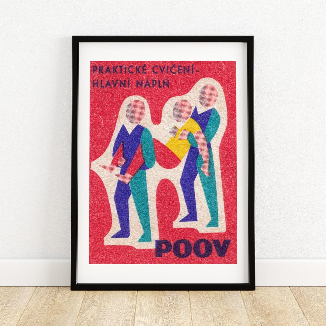Practical Exercise Fitness Vintage Czech Matchbox Label Art Poster