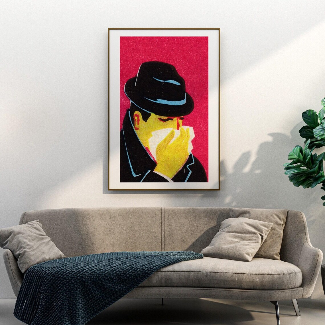 Man Sneezing Matchbox Vintage Eastern Europe Art Print - Image 3