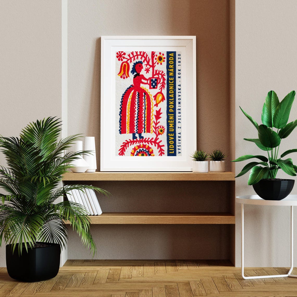 Folk Art Woman Embroidery Czech 1820 Matchbox Illustration Poster - Image 2