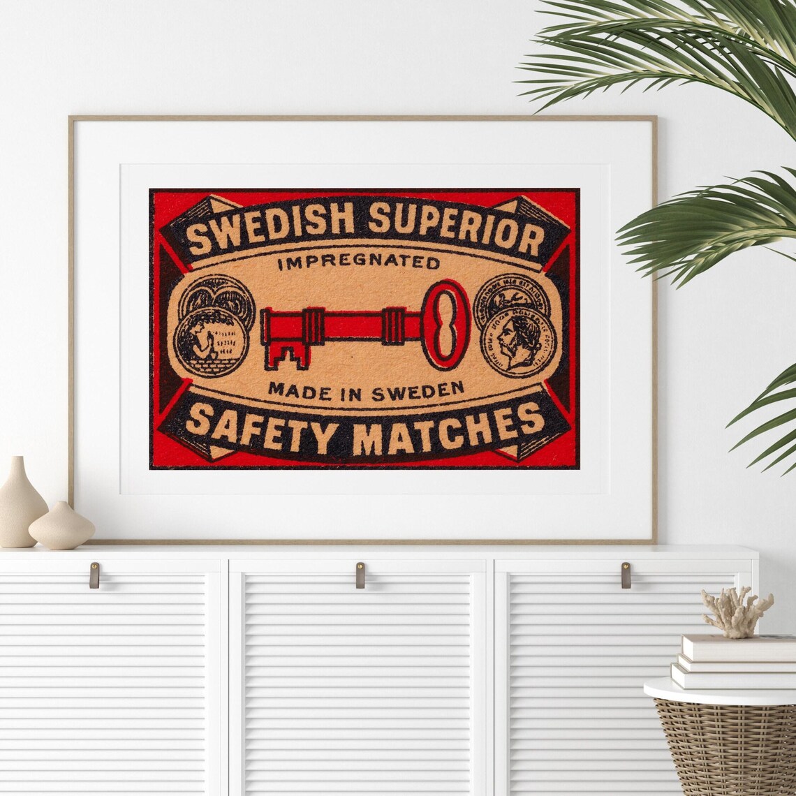Swedish Superior Safety Matches Red Key Vintage Label Poster - Image 2