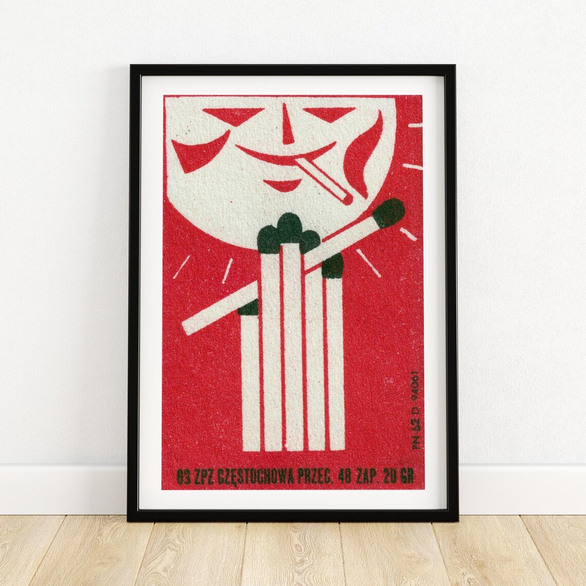 Smiling Sun Matchbox Print, Vintage Eastern Europe