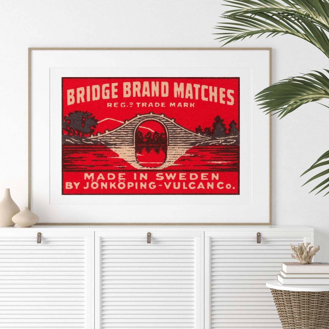Bridge Brand Matches Red Arched Bridge Swedish Matchbox Label Poster - Image 2