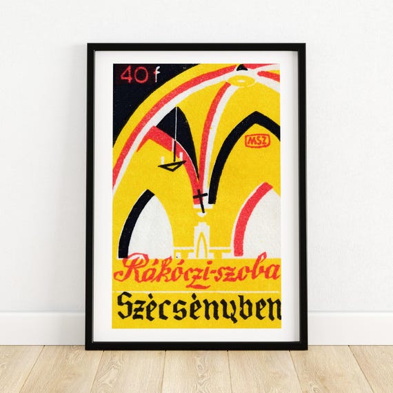 Ancient Yellow Church Matchbox Print Aesthetic Wall Art Vintage Eastern Europe Art Matchbox Wall Poster Vintage Poster Print