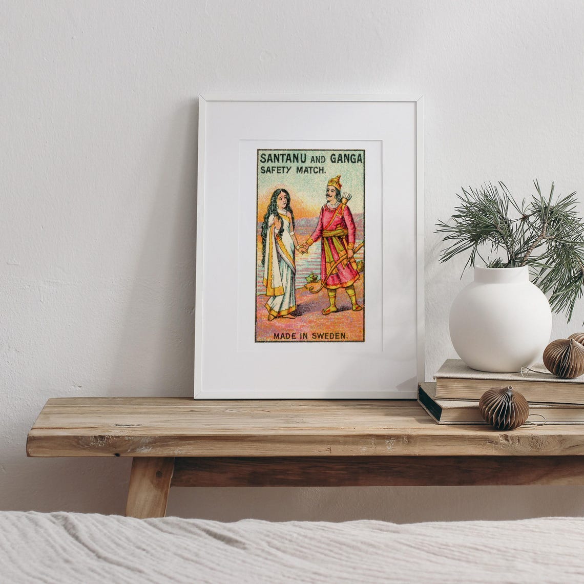 Santanu and Ganga Indian Couple Vintage Swedish Match Label Poster - Image 3