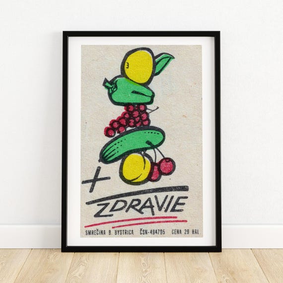 Stack Of Vegetables Matchbox Print Czech Wall Art Vintage Czech Art Matchbox Wall Poster Vintage Poster Print
