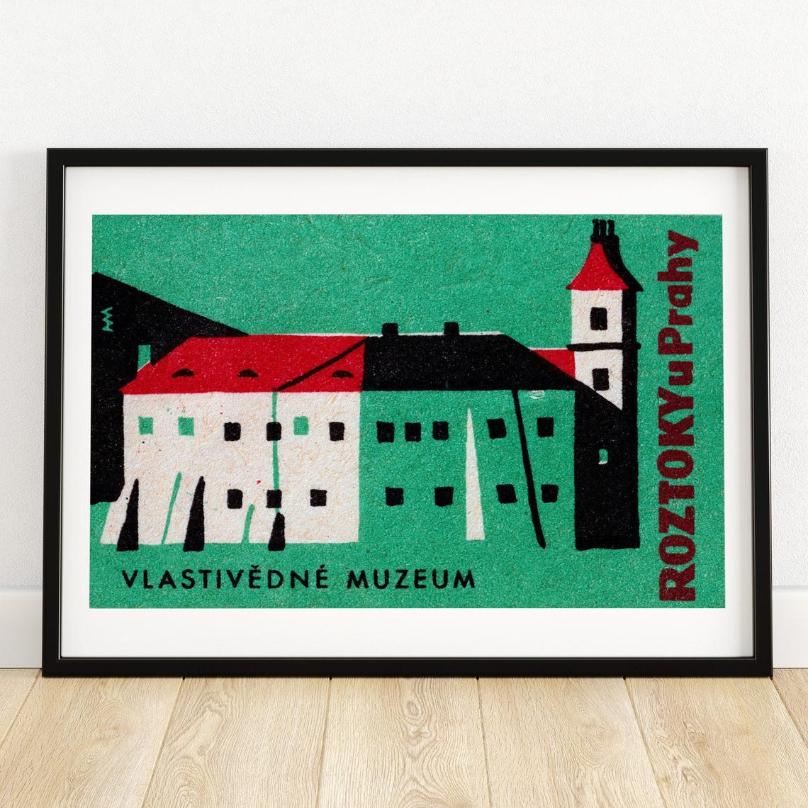 Vlastivedne Muzeum Roztoky Prague Green Matchbox Label Poster