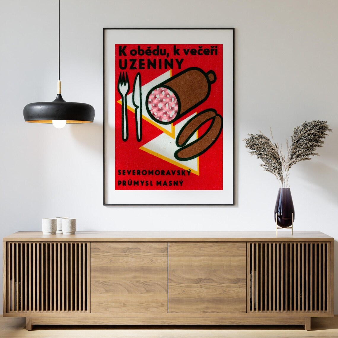 K Obedu K Veceri Uzeniny Czech Cured Meats Sausage Label Poster - Image 4