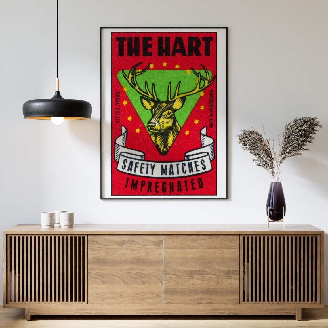 The Hart Yugoslav Safety Matches Stag Head Vintage Label Art Poster - Image 4