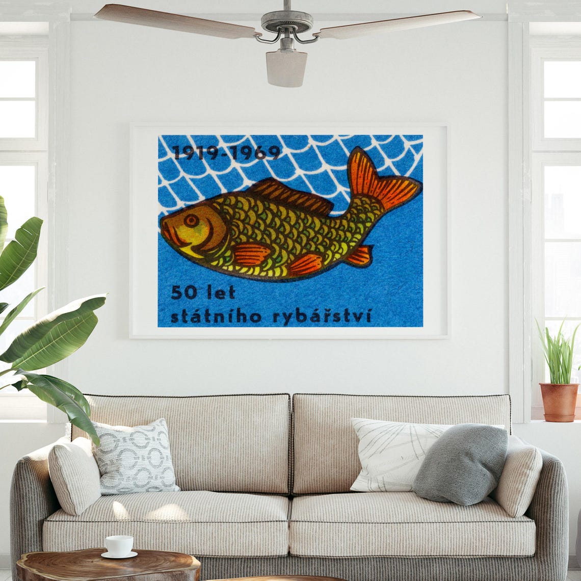 50 Let Státního Rybářství 1919 1969 Carp Fish Vintage Matchbox Poster - Image 3