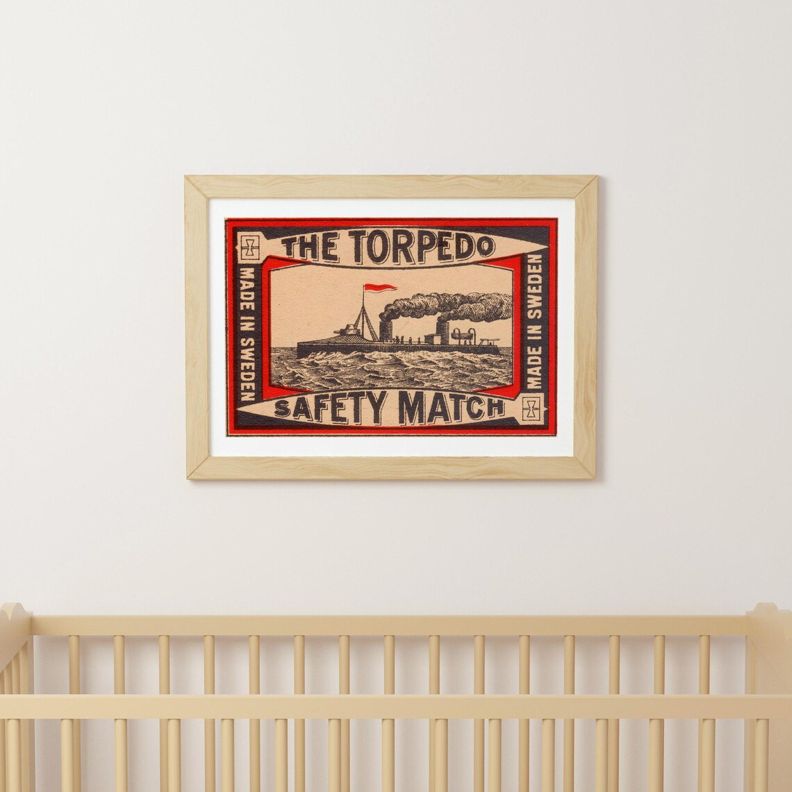 The Torpedo Safety Match Vintage Swedish Warship Matchbox Label Poster - Image 3