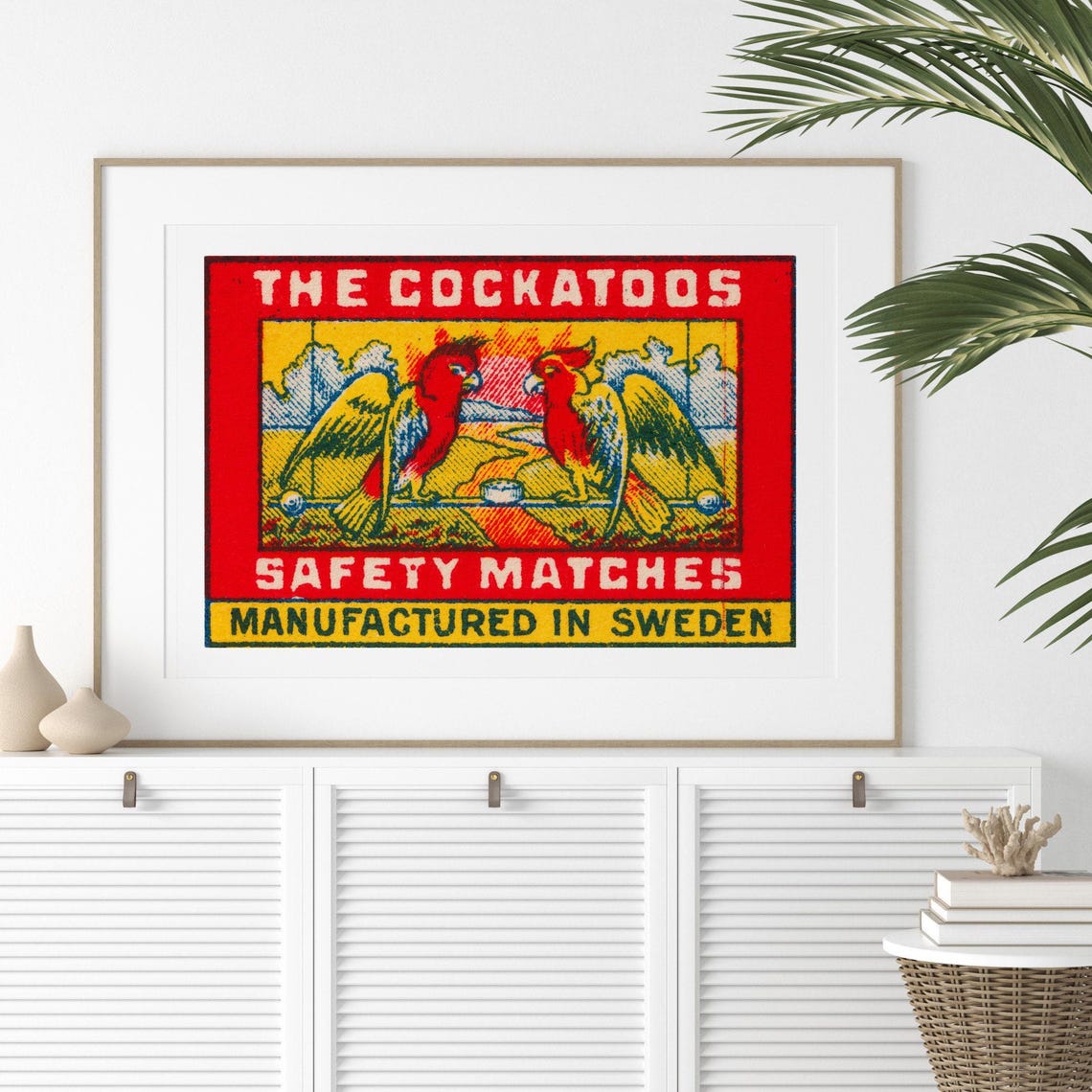 The Cockatoos Swedish Safety Matches Vintage Bird Art Poster - Image 2