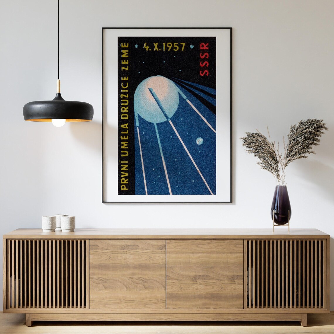 Sputnik 1957 Satellite in Space, Vintage Poster Print - Image 4