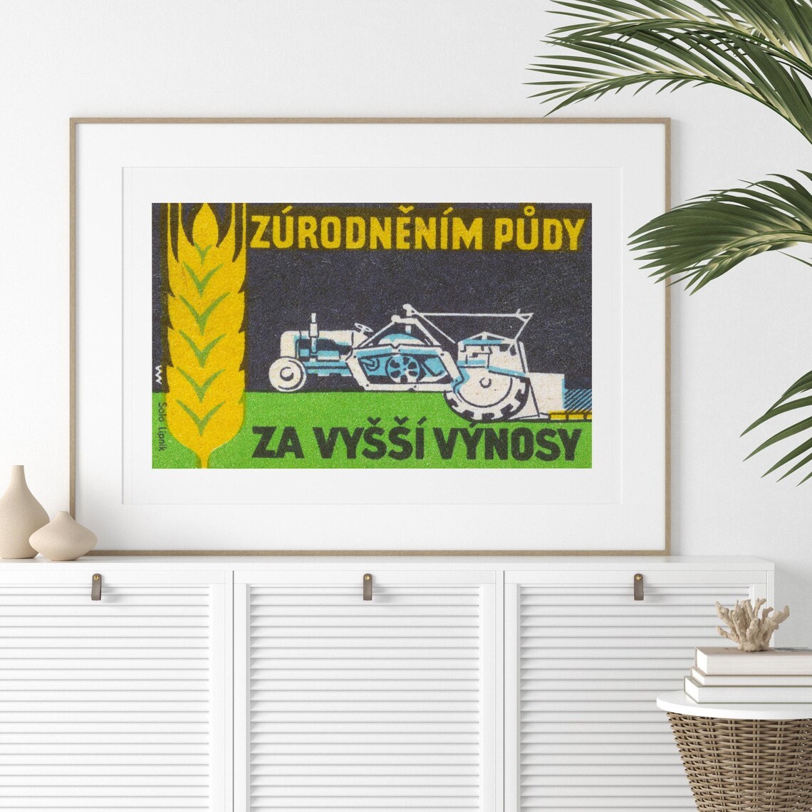 Golden Wheat Field Vintage Czech Farming Matchbox Label Poster - Image 2
