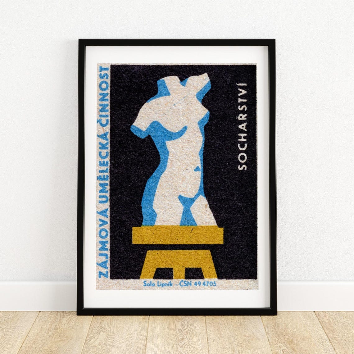 Sochařství Classical Sculpture Torso Solo Lipník Vintage Label Poster