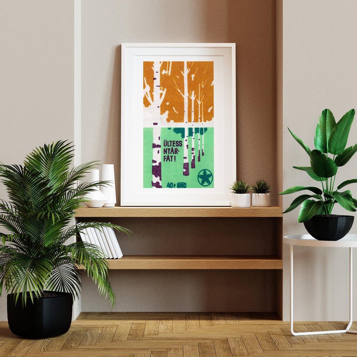 Plant Summer Trees Birch Vintage Hungarian Matchbox Label Art Poster - Image 2