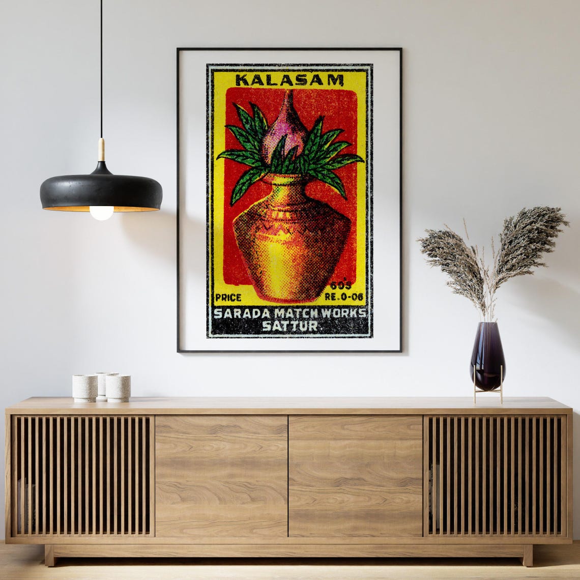 Kalasam Brass Vessel Vintage Indian Matchbox Label Art Poster - Image 4