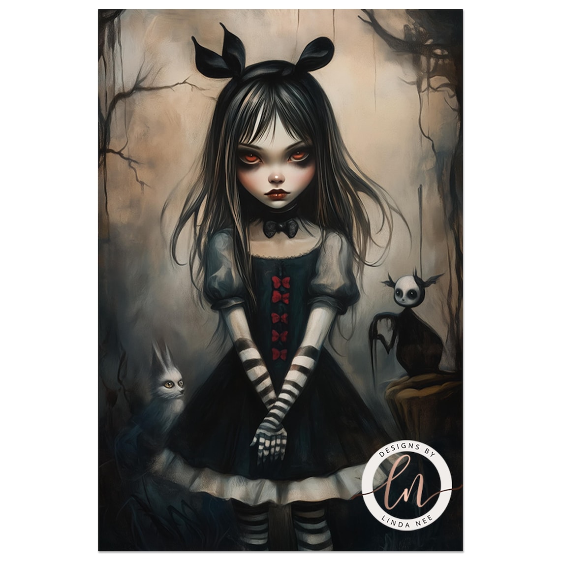 Alice In Wonderland Gothic Art Print, Dark Academia - Image 4