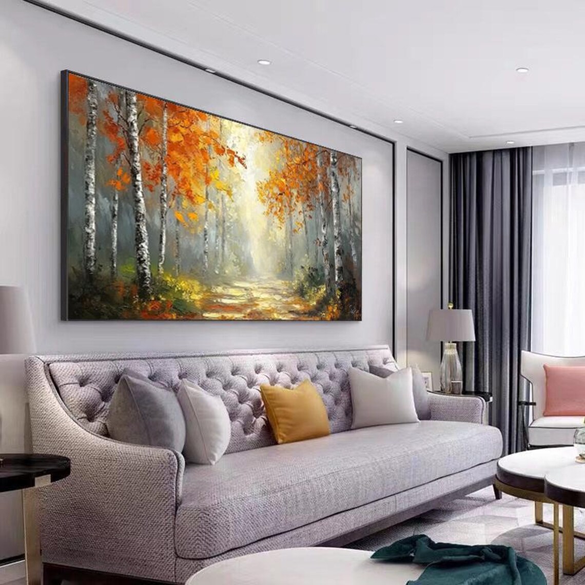 Autumn Forest With Birch Trees, Oil Painting Art Print - Image 5