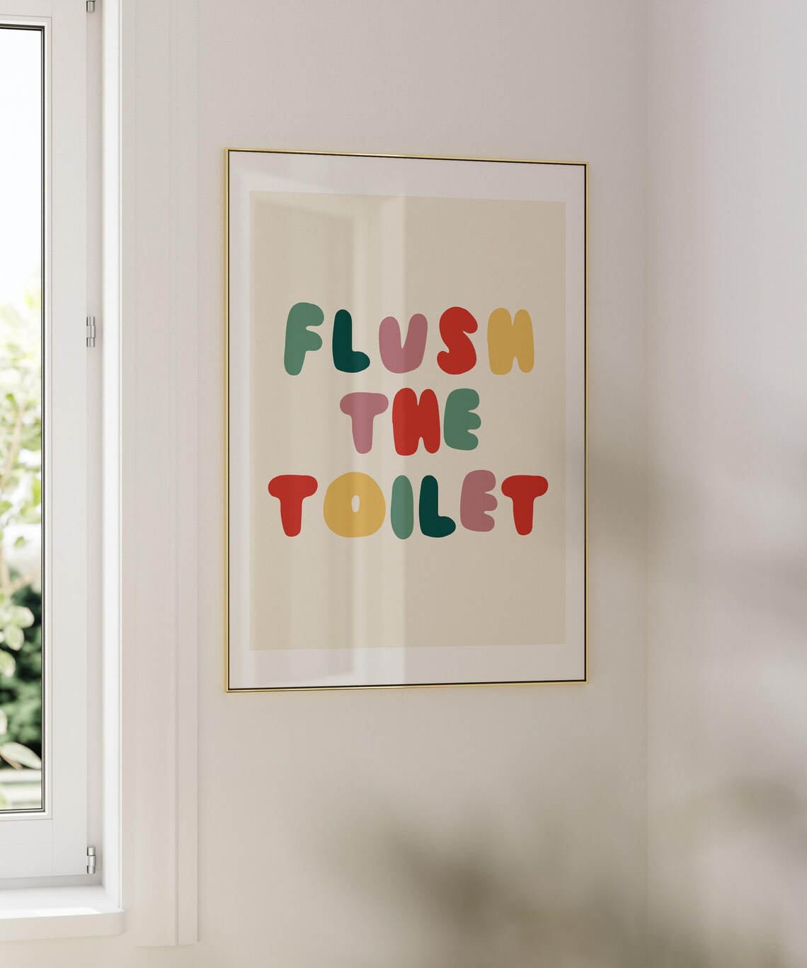 Colorful Typography Flush Reminder Kids Bathroom Art Print - Image 3