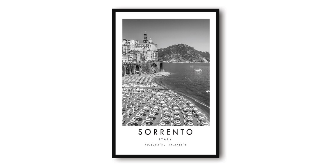Sorrento Travel Poster, Minimalist Italy Wall Art