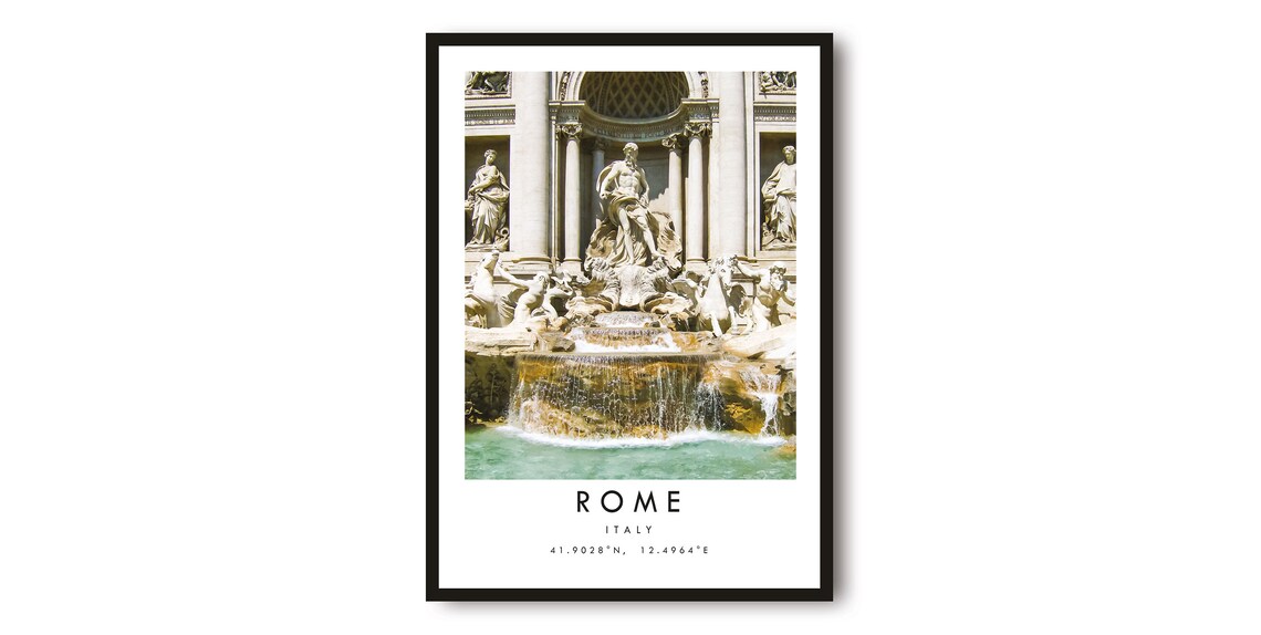 Rome Italy Trevi Fountain Photo Minimalist Landmark Travel Poster