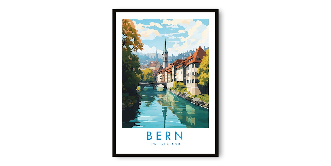 Bern Switzerland Travel Poster, Fine Art Print