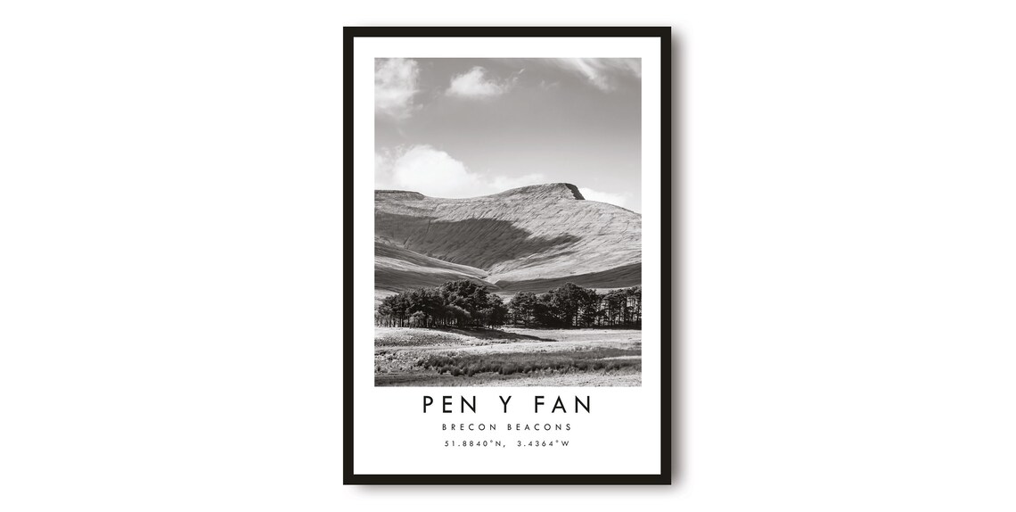 Pen Y Fan Brecon Beacons Black And White Art Print