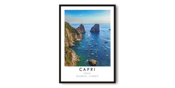 Capri Italy Minimalist Travel Poster, Coastal Art Print