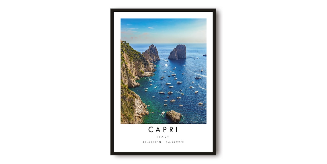 Capri Italy Minimalist Travel Poster, Coastal Art Print