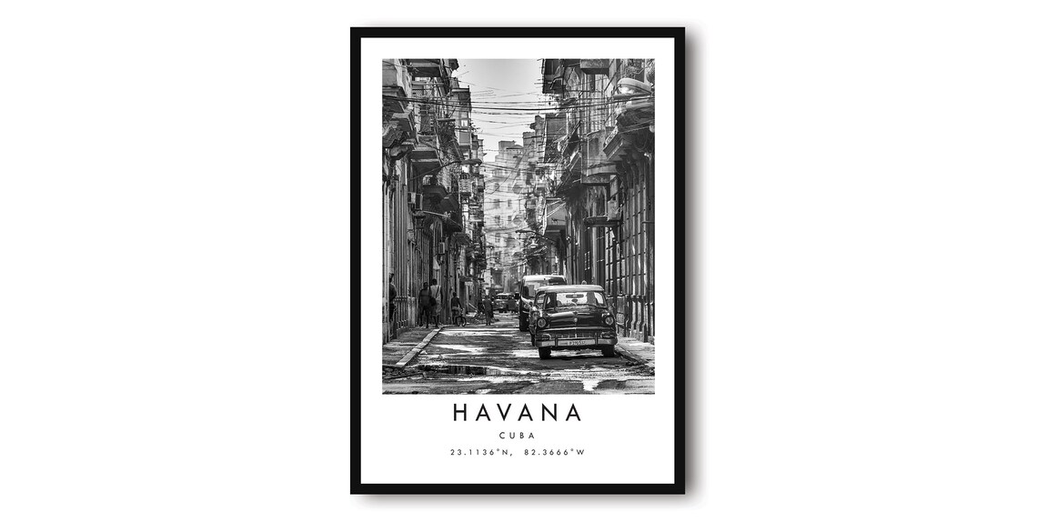 Havana Black And White Travel Poster