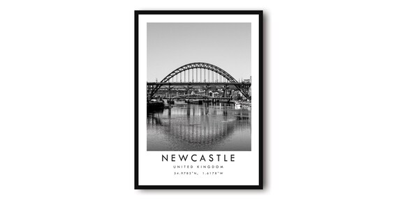 Newcastle Tyne Bridge Travel Poster, Black And White