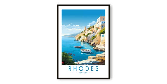 Rhodes Greece Travel Poster, Fine Art Print