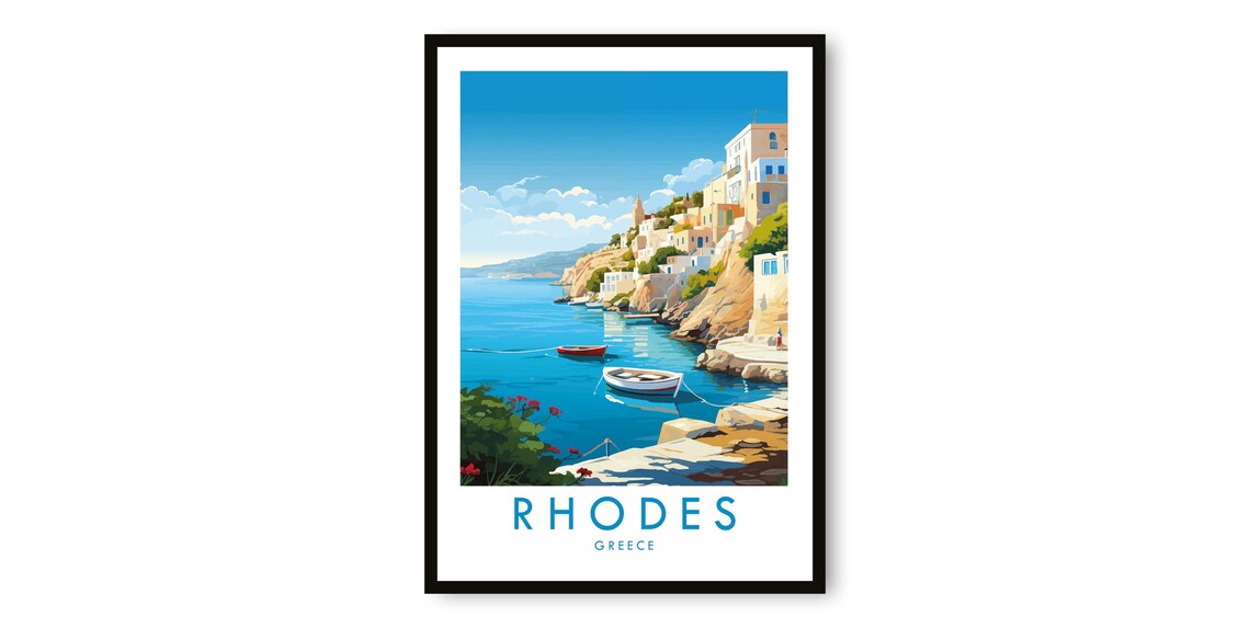 Rhodes Greece Travel Poster, Fine Art Print