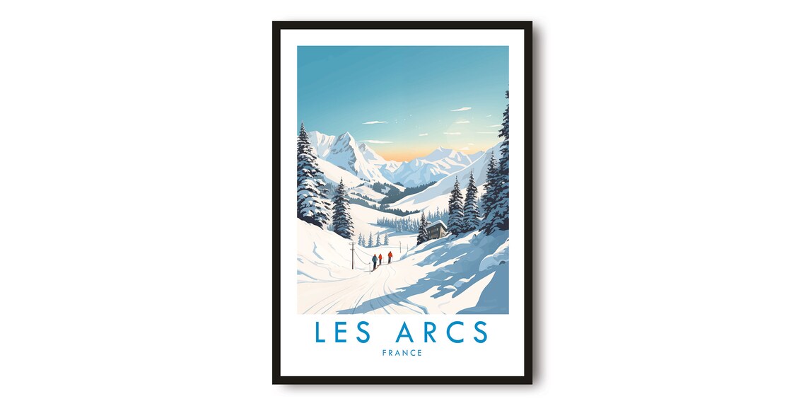 Les Arcs Travel Poster, France Ski Decor